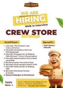 Lowongan Crew Store Kebab Bosman