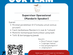 Supervisor Operasional(Mandarin Speaker) YAN TY TY GROUP IS HIRING