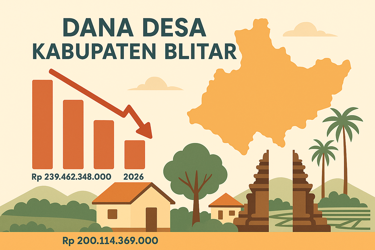 Dana Desa Blitar Tahun 2026 Turun Rp 39 Miliar, Penyusunan APBDes Berjalan Sambil Menunggu Regulasi