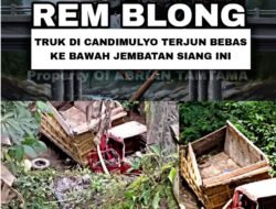 REM BLONG!! TRUK DI CANDIMULYO TERJUN BEBAS KE BAWAH JEMBATAN SIANG INI