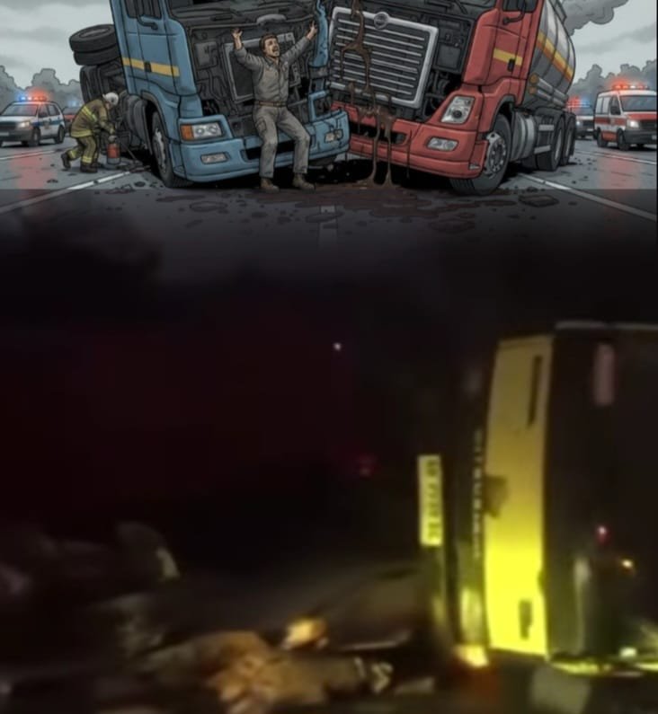 TABRAKAN DUA TRUK DI JL MAGELANG-PURWOREJO SOPIR TERJEPIT BODI KENDARAAN