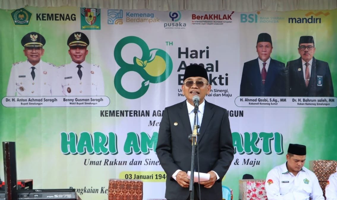 Peringati Hari Amal Bakti ke-80, Kemenag Simalungun Gelar Upacara di Yayasan UISU Pematang Siantar