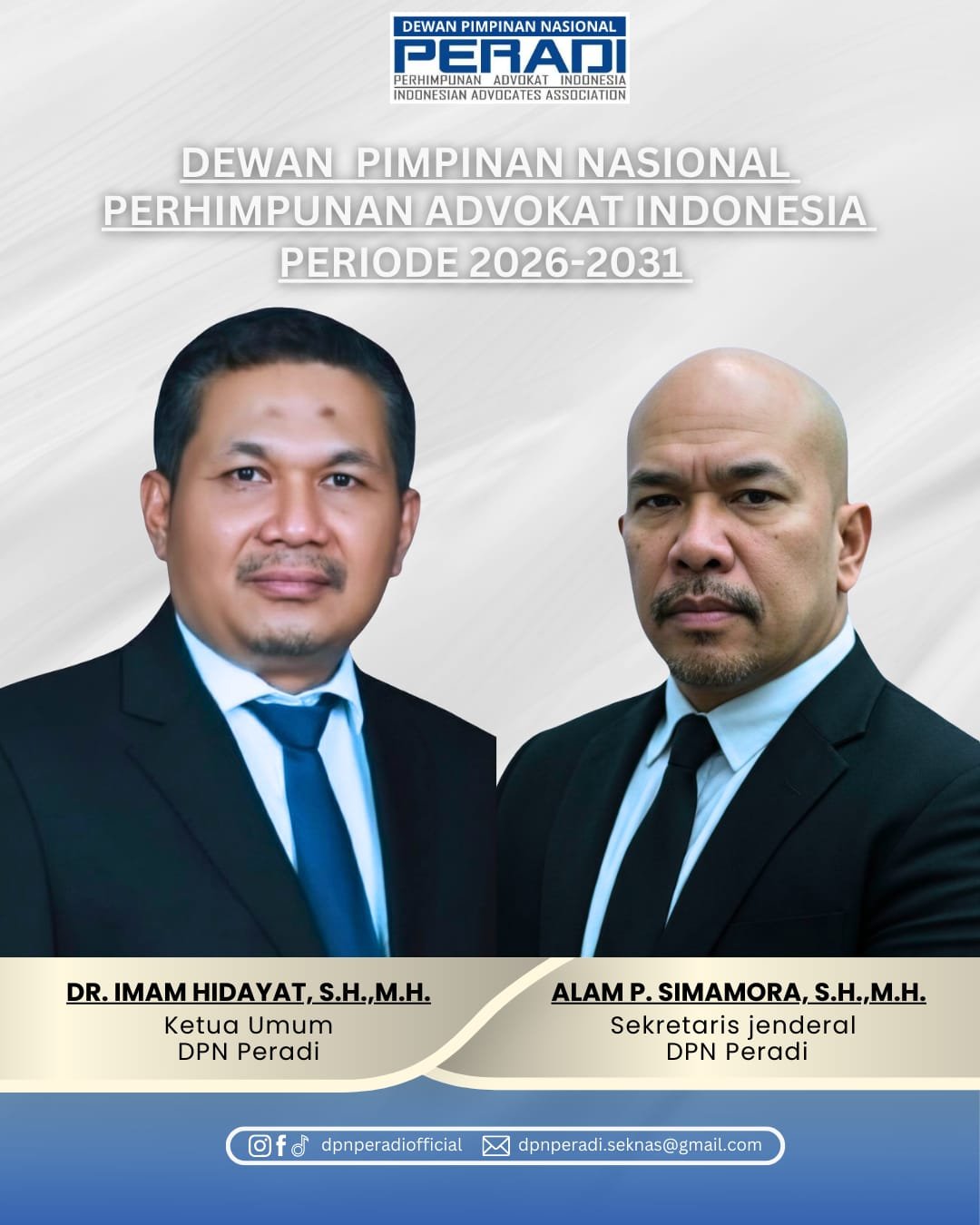 Dr. Imam Hidayat Terpilih secara Aklamasi sebagai Ketua Umum Dewan Pimpinan Nasional (DPN) PERADI Periode 2026-2031