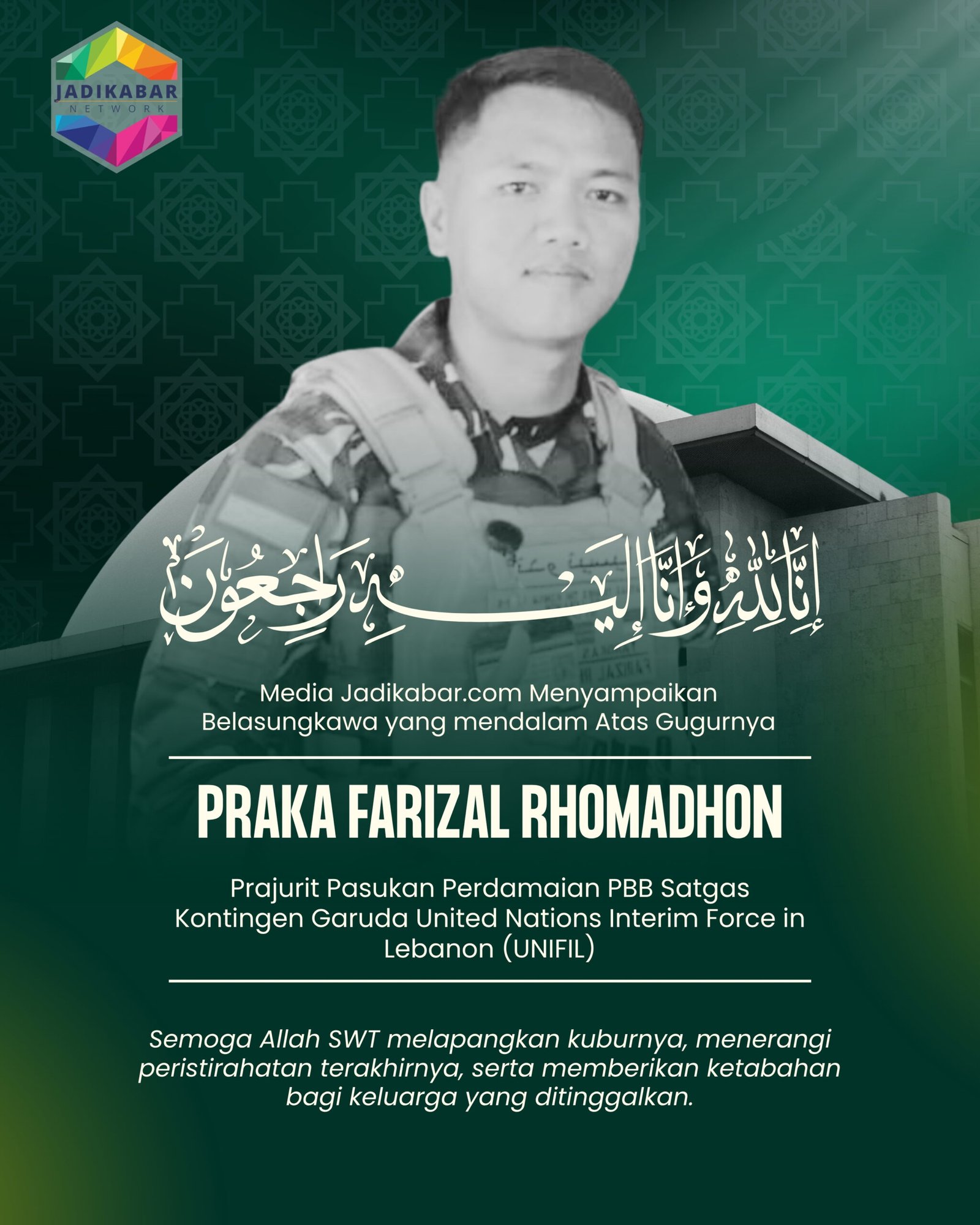Putra Bangsa Gugur di Lebanon, Mengenal Sosok Praka Farizal Rhomadhon, Prajurit TNI Penjaga Perdamaian Dunia