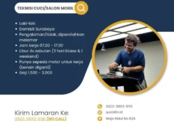 Lowongan Kerja Surabaya: Quicklin Buka Kesempatan Teknisi Cuci/Salon Mobil, Gaji Hingga Rp3 Juta