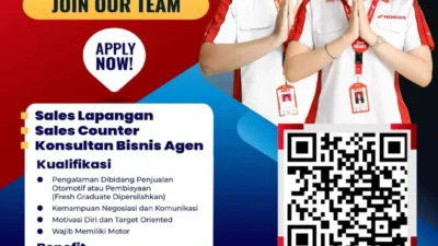 Lowongan Kerja Dealer Honda Nusantara Sakti Tegal, Buka Posisi Sales hingga Konsultan Bisnis