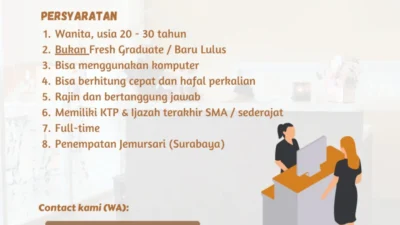 Lowongan Admin Kasir Kamalaya Family Reflexology Surabaya, Penempatan Jemursari
