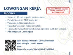 Lowongan Kerja PT BMI Lamongan 2026, Dibuka Posisi Produksi Minimal Lulusan SMP