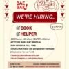 Lowongan Kerja Semarang: DAE BAK Tambak Mas Buka Posisi Cook dan Helper