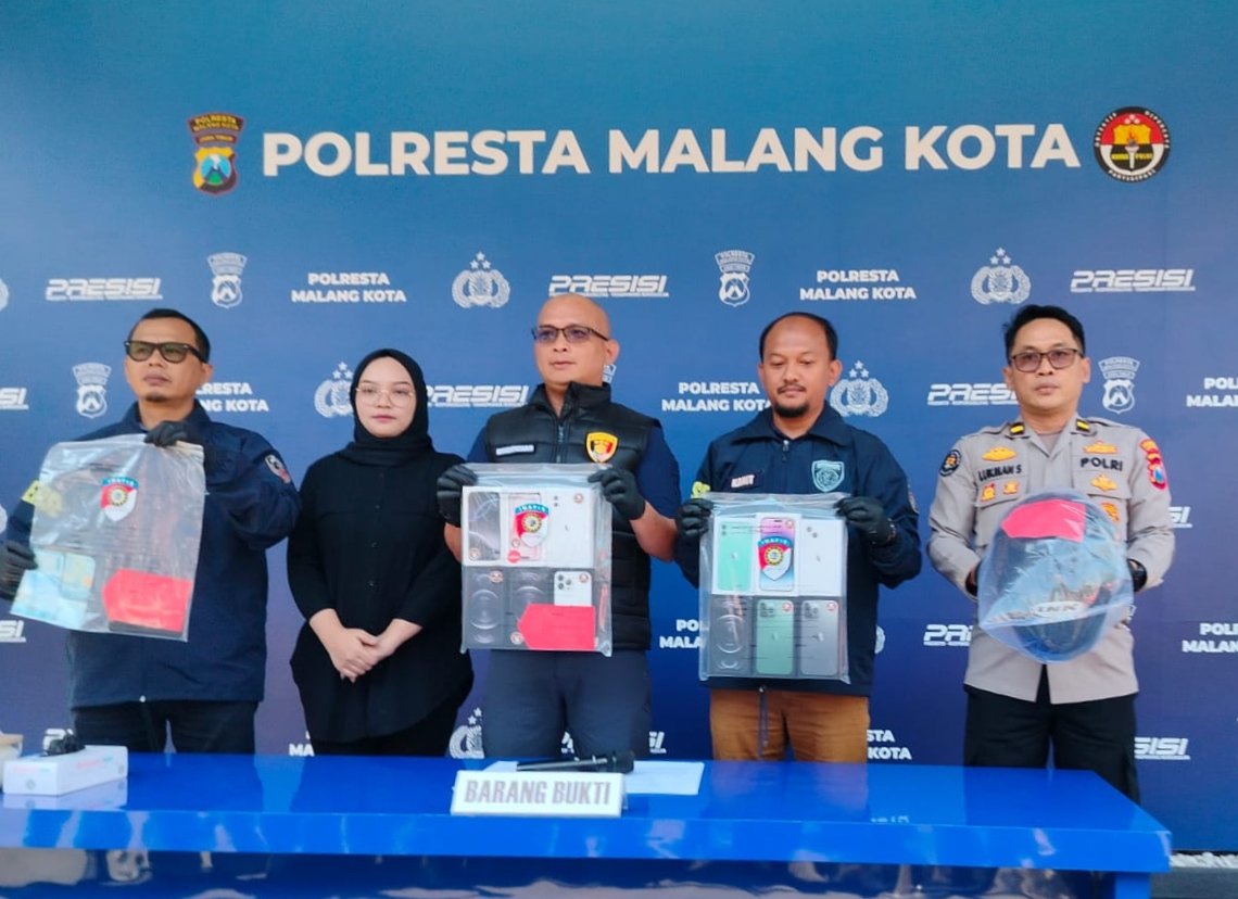 Polresta Malang Kota Ungkap Kasus Pencurian 14 iPhone di Konter Dinasti Apple, Tersangka Ditangkap di Sidoarjo