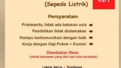 Lowongan Kerja Staff Penjualan Kopi Sepeda Listrik di Surabaya, Gaji Pokok Plus Komisi dan Disediakan Mess