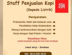 Lowongan Kerja Staff Penjualan Kopi Sepeda Listrik di Surabaya, Gaji Pokok Plus Komisi dan Disediakan Mess