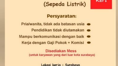 Lowongan Kerja Staff Penjualan Kopi Sepeda Listrik di Surabaya, Gaji Pokok Plus Komisi dan Disediakan Mess