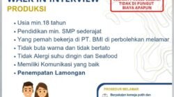 PT BMI Lamongan Buka Walk In Interview Tenaga Produksi, Lulusan SMP Bisa Melamar