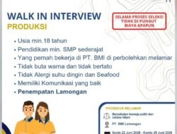 PT BMI Lamongan Buka Walk In Interview Tenaga Produksi, Lulusan SMP Bisa Melamar