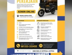 Indoselis Sepeda Listrik Surabaya Buka Lowongan Admin Online, Simak Kualifikasinya