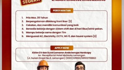Hotel Mahkota Lamongan Buka Lowongan Front Office dan Maintenance Engineering, Simak Syaratnya